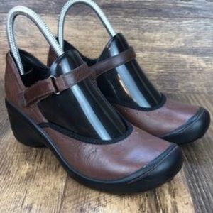 PRIVO Brown Leather Wedge Clogs 8M